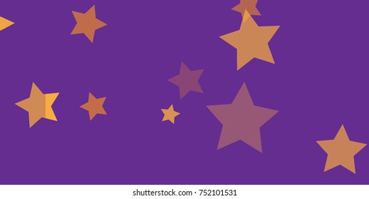 Star Falling Confetti Print. Vector Background for Birthday Party, Celebration, Festival. Vector illustration. Perfect For Logo, Banner, Icon. Purple Background With Gold Stars.