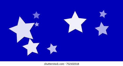 Star Falling Confetti Print. Vector Background for Birthday Party, Celebration, Festival. Vector illustration. Perfect For Logo, Banner, Icon. Blue Background With White Stars.