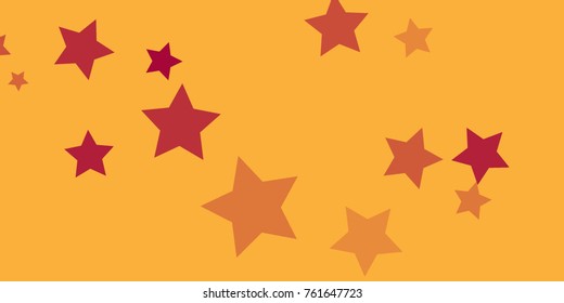 Star Falling Confetti Print. Vector Background for Birthday Party, Celebration, Festival. Vector illustration. Perfect For Logo, Banner, Icon. Gold Background With Red Stars.