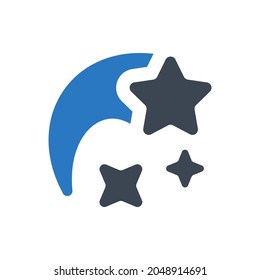 Icono de caída de estrella en fondo blanco