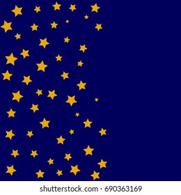 Star Falling Print. Dark Blue Starry Background. Vector Confetti Star Pattern. Starlit Indigo Card. Fall Chaotic Decor. Modern Creative Backdrop. Starlight.