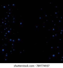 Star Falling Print. Dark Blue Starry Background. Vector Confetti Star Galaxy Pattern. Starlight Night. Astral Design. Indigo Starlit Trendy Card. Confetti Fall Chaotic Decor. Modern Creative Pattern.