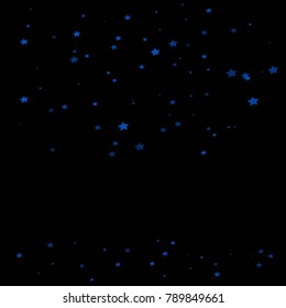 Star Falling Print. Dark Blue Starry Background. Vector Confetti Star Galaxy Pattern. Starlight Night. Astral Design. Indigo Starlit Trendy Card. Confetti Fall Chaotic Decor. Modern Creative Pattern.