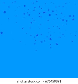 Star Falling Print. Dark Starry Background. Vector Confetti Star Background Pattern. Starlight Night. Astral Design. Blue and White Starlit Card. Confetti Fall Chaotic Decor. Modern Creative Pattern.