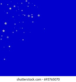 Star Falling Print. Dark Starry Background. Vector Confetti Star Background Pattern. Starlight Night. Astral Design. Blue and White Starlit Card. Confetti Fall Chaotic Decor. Modern Creative Pattern.