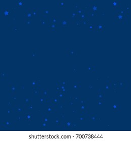 Star Falling Print. Dark Starry Background. Vector Confetti Star Background Pattern. Starlight Night. Astral Design. Blue and White Starlit Card. Confetti Fall Chaotic Decor. Modern Creative Pattern.