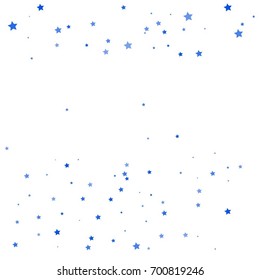 Star Falling Print. Dark Starry Background. Vector Confetti Star Background Pattern. Starlight Night. Astral Design. Blue and White Starlit Card. Confetti Fall Chaotic Decor. Modern Creative Pattern.