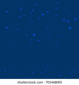 Star Falling Print. Dark Starry Background. Vector Confetti Star Background Pattern. Starlight Night. Astral Design. Blue and White Starlit Card. Confetti Fall Chaotic Decor. Modern Creative Pattern.