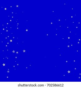 Star Falling Print. Dark Starry Background. Vector Confetti Star Background Pattern. Starlight Night. Astral Design. Blue and White Starlit Card. Confetti Fall Chaotic Decor. Modern Creative Pattern.