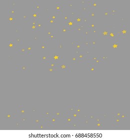 Star Falling Print. Gold Black Starry Background. Vector Confetti Star Background Pattern. Starlight Night. Astral Design. Golden Starlit Card. Confetti Fall Chaotic Decor. Modern Creative Pattern