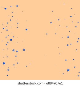 Star Falling Print. Gold Blue Starry Background. Vector Confetti Star Background Pattern. Starlight Night. Astral Design. Golden Starlit Card. Confetti Fall Chaotic Decor. Modern Creative Pattern