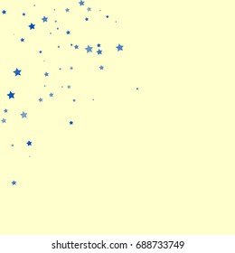 Star Falling Print. Gold Blue Starry Background. Vector Confetti Star Background Pattern. Starlight Night. Astral Design. Golden Starlit Card. Confetti Fall Chaotic Decor. Modern Creative Pattern