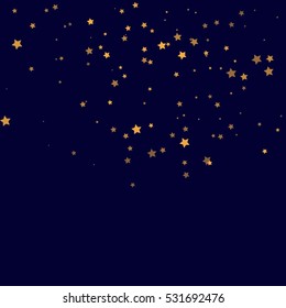 Star Falling Print. Gold Yellow Starry Background. Vector Confetti Star Background Pattern. Starlight Night. Astral Design. Golden Starlit Card. Confetti Fall Chaotic Decor. Modern Creative Pattern.