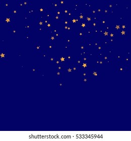 Star Falling Print. Gold Yellow Starry Background. Vector Confetti Star Background Pattern. Starlight Night. Astral Design. Golden Starlit Card. Confetti Fall Chaotic Decor. Modern Creative Pattern.