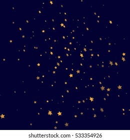 Star Falling Print. Gold Yellow Starry Background. Vector Confetti Star Background Pattern. Starlight Night. Astral Design. Golden Starlit Card. Confetti Fall Chaotic Decor. Modern Creative Pattern.