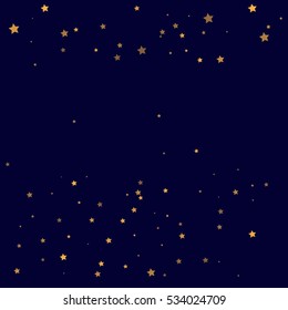 Star Falling Print. Gold Yellow Starry Background. Vector Confetti Star Background Pattern. Starlight Night. Astral Design. Golden Starlit Card. Confetti Fall Chaotic Decor. Modern Creative Pattern.