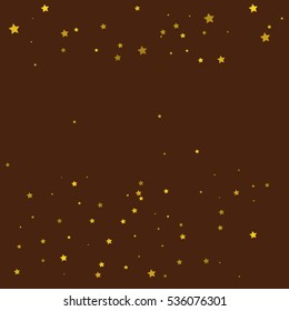 Star Falling Print. Gold Yellow Starry Background. Vector Confetti Star Background Pattern. Starlight Night. Astral Design. Golden Starlit Card. Confetti Fall Chaotic Decor. Modern Creative Pattern.