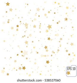 Star Falling Print. Gold Yellow Starry Background. Vector Confetti Star Background Pattern. Starlight Night. Astral Design. Golden Starlit Card. Confetti Fall Chaotic Decor. Modern Creative Pattern.