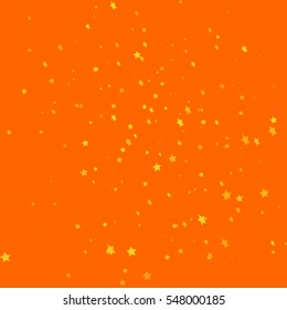 Star Falling Print. Gold Yellow Starry Background. Vector Confetti Star Background Pattern. Starlight Night. Astral Design. Golden Starlit Card. Confetti Fall Chaotic Decor. Modern Creative Pattern.
