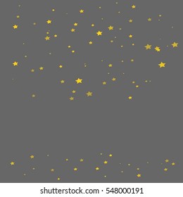 Star Falling Print. Gold Yellow Starry Background. Vector Confetti Star Background Pattern. Starlight Night. Astral Design. Golden Starlit Card. Confetti Fall Chaotic Decor. Modern Creative Pattern.