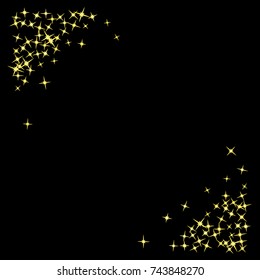Star Falling Print. Gold Yellow Starry Background. Vector Confetti Star Background Pattern. Starlight Night. Astral Design. Golden Starlit Card. Confetti Fall Chaotic Decor. Modern Creative Pattern.