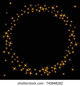 Star Falling Print. Gold Yellow Starry Background. Vector Confetti Star Background Pattern. Starlight Night. Astral Design. Golden Starlit Card. Confetti Fall Chaotic Decor. Modern Creative Pattern.