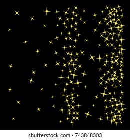 Star Falling Print. Gold Yellow Starry Background. Vector Confetti Star Background Pattern. Starlight Night. Astral Design. Golden Starlit Card. Confetti Fall Chaotic Decor. Modern Creative Pattern.