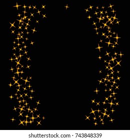 Star Falling Print. Gold Yellow Starry Background. Vector Confetti Star Background Pattern. Starlight Night. Astral Design. Golden Starlit Card. Confetti Fall Chaotic Decor. Modern Creative Pattern.