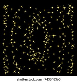 Star Falling Print. Gold Yellow Starry Background. Vector Confetti Star Background Pattern. Starlight Night. Astral Design. Golden Starlit Card. Confetti Fall Chaotic Decor. Modern Creative Pattern.