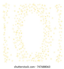 Star Falling Print. Gold Yellow Starry Background. Vector Confetti Star Background Pattern. Starlight Night. Astral Design. Golden Starlit Card. Confetti Fall Chaotic Decor. Modern Creative Pattern.