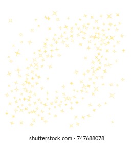 Star Falling Print. Gold Yellow Starry Background. Vector Confetti Star Background Pattern. Starlight Night. Astral Design. Golden Starlit Card. Confetti Fall Chaotic Decor. Modern Creative Pattern.
