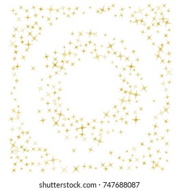 Star Falling Print. Gold Yellow Starry Background. Vector Confetti Star Background Pattern. Starlight Night. Astral Design. Golden Starlit Card. Confetti Fall Chaotic Decor. Modern Creative Pattern.