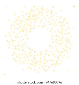 Star Falling Print. Gold Yellow Starry Background. Vector Confetti Star Background Pattern. Starlight Night. Astral Design. Golden Starlit Card. Confetti Fall Chaotic Decor. Modern Creative Pattern.