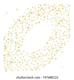 Star Falling Print. Gold Yellow Starry Background. Vector Confetti Star Background Pattern. Starlight Night. Astral Design. Golden Starlit Card. Confetti Fall Chaotic Decor. Modern Creative Pattern.