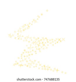 Star Falling Print. Gold Yellow Starry Background. Vector Confetti Star Background Pattern. Starlight Night. Astral Design. Golden Starlit Card. Confetti Fall Chaotic Decor. Modern Creative Pattern.