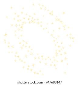 Star Falling Print. Gold Yellow Starry Background. Vector Confetti Star Background Pattern. Starlight Night. Astral Design. Golden Starlit Card. Confetti Fall Chaotic Decor. Modern Creative Pattern.