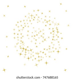 Star Falling Print. Gold Yellow Starry Background. Vector Confetti Star Background Pattern. Starlight Night. Astral Design. Golden Starlit Card. Confetti Fall Chaotic Decor. Modern Creative Pattern.