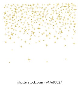 Star Falling Print. Gold Yellow Starry Background. Vector Confetti Star Background Pattern. Starlight Night. Astral Design. Golden Starlit Card. Confetti Fall Chaotic Decor. Modern Creative Pattern.