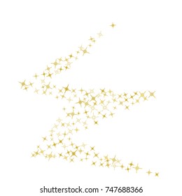 Star Falling Print. Gold Yellow Starry Background. Vector Confetti Star Background Pattern. Starlight Night. Astral Design. Golden Starlit Card. Confetti Fall Chaotic Decor. Modern Creative Pattern.