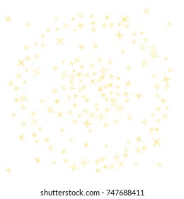 Star Falling Print. Gold Yellow Starry Background. Vector Confetti Star Background Pattern. Starlight Night. Astral Design. Golden Starlit Card. Confetti Fall Chaotic Decor. Modern Creative Pattern.