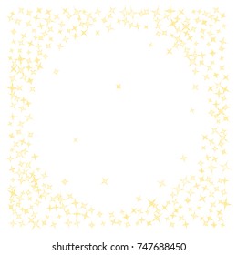 Star Falling Print. Gold Yellow Starry Background. Vector Confetti Star Background Pattern. Starlight Night. Astral Design. Golden Starlit Card. Confetti Fall Chaotic Decor. Modern Creative Pattern.