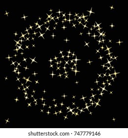 Star Falling Print. Gold Yellow Starry Background. Vector Confetti Star Background Pattern. Starlight Night. Astral Design. Golden Starlit Card. Confetti Fall Chaotic Decor. Modern Creative Pattern.