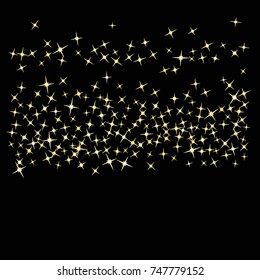 Star Falling Print. Gold Yellow Starry Background. Vector Confetti Star Background Pattern. Starlight Night. Astral Design. Golden Starlit Card. Confetti Fall Chaotic Decor. Modern Creative Pattern.
