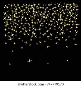 Star Falling Print. Gold Yellow Starry Background. Vector Confetti Star Background Pattern. Starlight Night. Astral Design. Golden Starlit Card. Confetti Fall Chaotic Decor. Modern Creative Pattern.