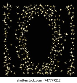 Star Falling Print. Gold Yellow Starry Background. Vector Confetti Star Background Pattern. Starlight Night. Astral Design. Golden Starlit Card. Confetti Fall Chaotic Decor. Modern Creative Pattern.