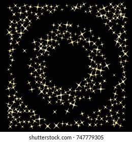 Star Falling Print. Gold Yellow Starry Background. Vector Confetti Star Background Pattern. Starlight Night. Astral Design. Golden Starlit Card. Confetti Fall Chaotic Decor. Modern Creative Pattern.