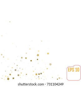 Star Falling Print and Modern Creative Pattern. Silver Starry Background. Confetti Star Background Pattern. White Gold Starlight Card. Confetti Fall Chaotic Decor. Verctor illustration