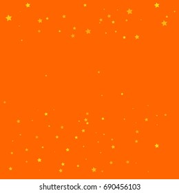 Star Falling Print. Orange Starry Background. Vector Confetti Star Background Pattern. Starlight Night. Astral Design. Golden Starlit Card. Confetti Fall Chaotic Decor. Modern Creative Pattern