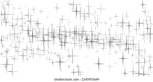 Star Falling Print. Transparent Silver Starry Background.  Modern Creative Pattern. Gray Starlit Card. Confetti Fall Chaotic Decor.