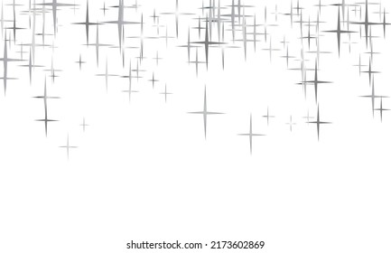 Star Falling Print. Transparent Silver Starry Background. Vector Backgrounds Gray Starlit Card. Confetti Fall Chaotic Decor.